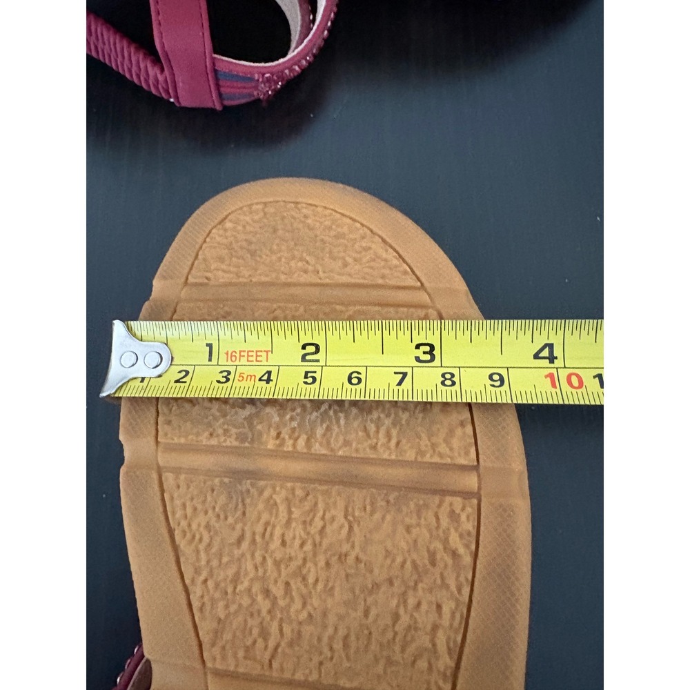 Harence WomensT-Strap Sandals Size 6.5-7 Burgundy Red Beaded Boho Slingback Flat - Picture 11 of 13